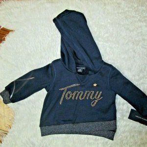 NWT TOMMY HILFIGER BABY GIRL HOODED FLEECE HOODIE TOP 6/9M